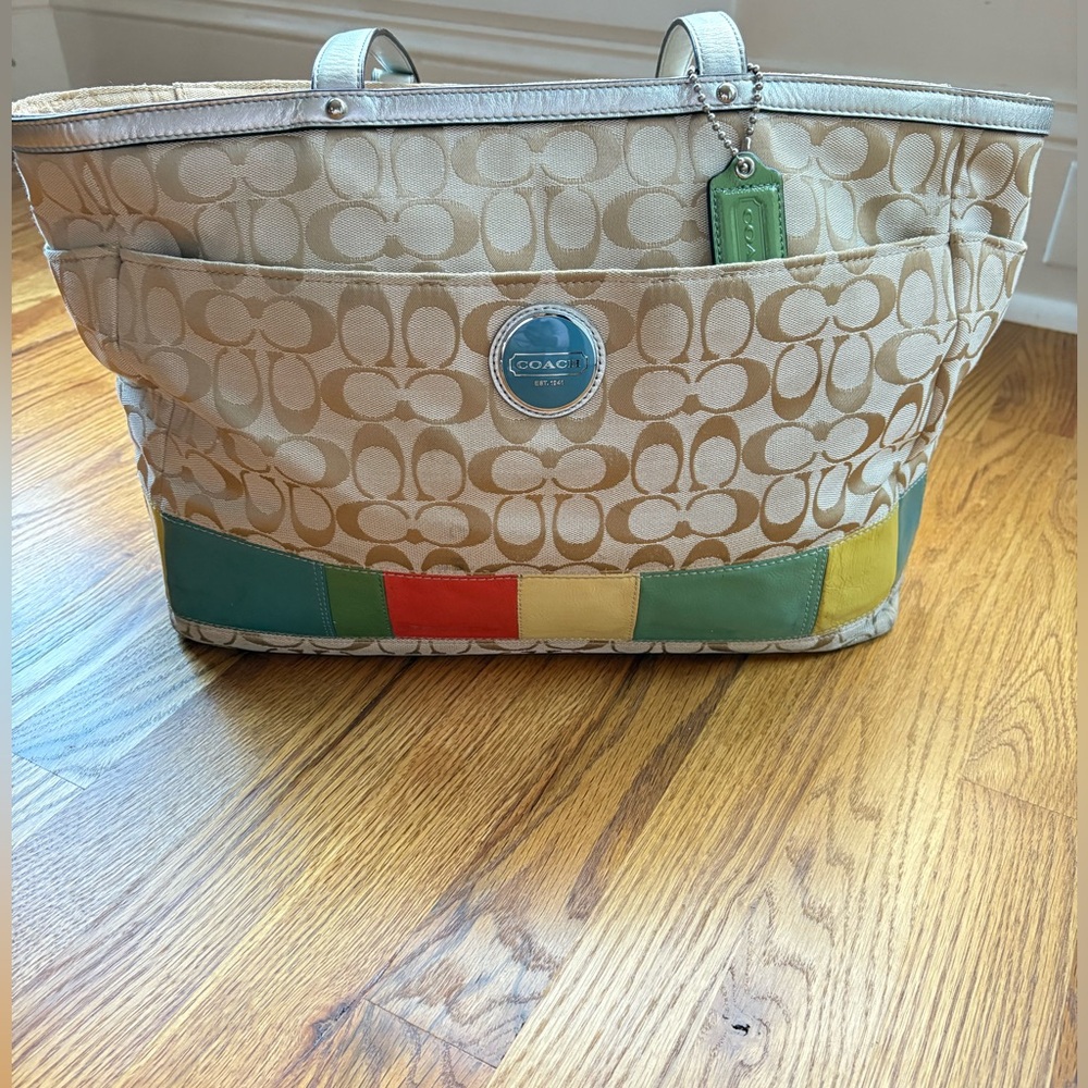 Coach multi stripe diaper bag